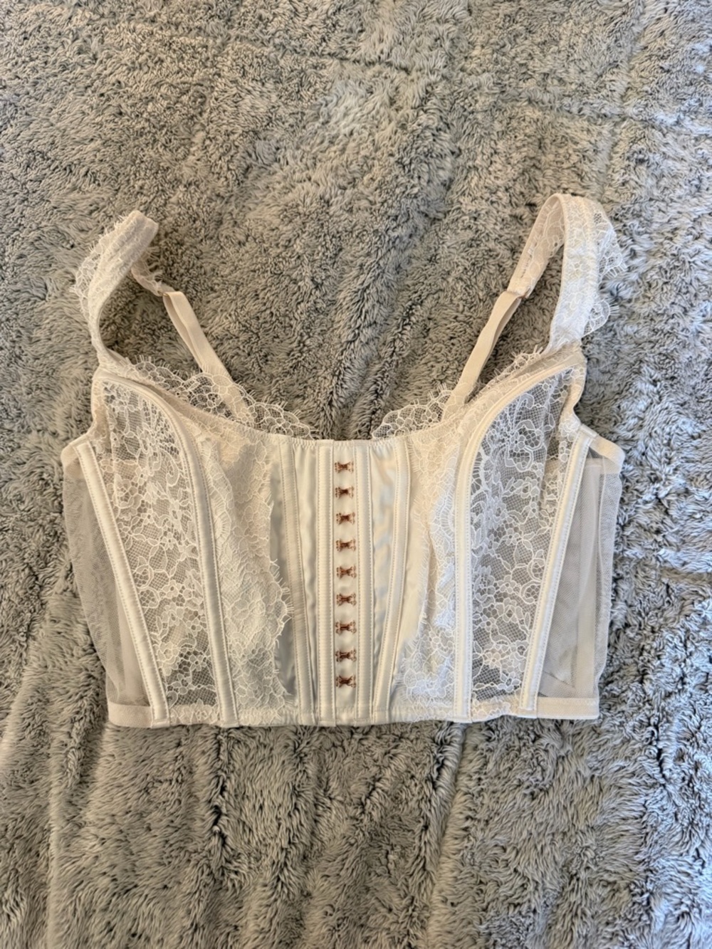 Victoria Secret Lace Longline Bustier Bra in Ivory